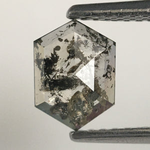 0.73 Ct Natural Loose Diamond Hexagon Shape Salt and Pepper 7.34 mm x 5.36 mm x 1.91 mm, Fancy Hexagon Shape Natural loose diamond SJ70/48