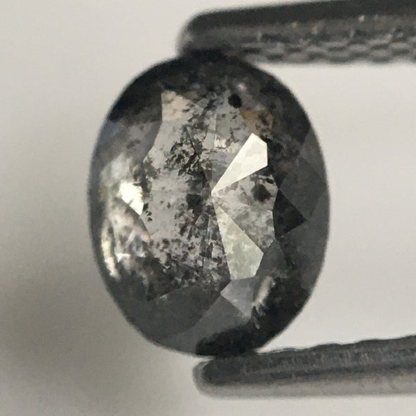 0.68 Ct Natural loose diamond salt and pepper Oval shape rose cut, 5.82 mm x 4.57 mm x 3.07 mm Brilliant Oval natural diamond SJ73/03