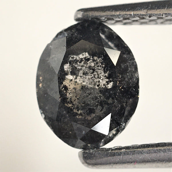 0.78 Ct Natural loose diamond salt and pepper Oval shape rose cut, 6.17 mm x 4.98 mm x 3.15 mm Brilliant Oval natural diamond SJ73/06