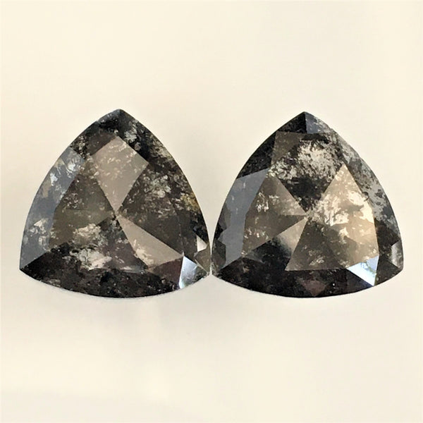 5.99 Ct Pair Trillian Shape Natural Loose Diamond Dark Salt and Pepper Color 11.5 mm x 11.7 mm X 2.5 mm Polished Diamond for rings SJ59/01