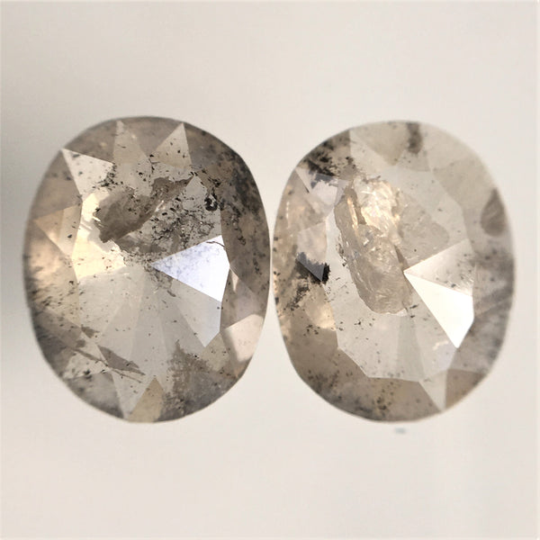 Pair 1.82 Ct Oval Shape Gray Natural Loose Diamond 7.80 mm X 6.30 mm X 2.06 mm Fancy Gray Oval Shape Rose Cut Natural Loose Diamond SJ54/36