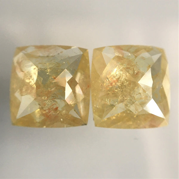 5.39 Ct Cushion Shape Fancy Yellow Color Rose Cut Natural Loose Diamond, 8.44 mm x 7.95 mm x 3.68 mm Cushion Cut Diamond SJ59/46