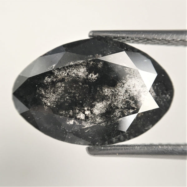 4.82 Ct Oval Shape Rose Cut Salt and Pepper Natural Loose Diamond Pair, 15.14 mm x 10.13 mm x 3.46 mm Oval Shape Loose Diamond Pair SJ74/07