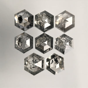 2.56 Ct 8 Pcs Hexagon Shape Natural Loose Diamond, 4.04 mm to 4.32 mm Salt and Pepper Hexagon Cut loose diamond Use for Jewelry SJ73/16