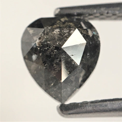0.86 Ct Gray Black Color Pear Cut Loose Natural Diamond, 6.08 mm X 5.47 mm X 3.10 mm Grey Black Rose Cut Pear Natural Loose Diamond SJ10/38
