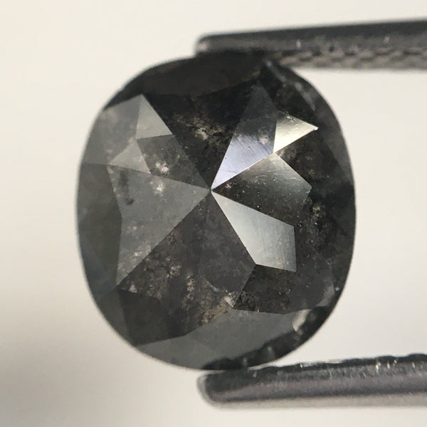 1.97 Ct Oval Shape Fancy Grey Black Natural Loose Diamond 8.27 mm X 7.26 mm X 3.77 mm Oval Shape Rose Cut Natural Loose Diamond SJ10/51