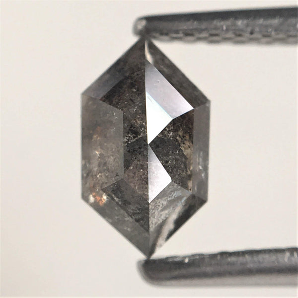 0.67 Ct Hexagon Gray Black Salt Pepper Rose Cut Natural Loose Diamond, 6.91 mm X 4.01 mm X 2.83 mm Natural Geometric Loose Diamond SJ10/42