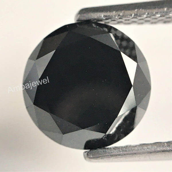 1.89 Ct 7.49 mm x 4.92 mm Round brilliant Cut Loose Natural Diamond, Heated Black round Cut Natural Loose Diamond best for ring SJ74/11