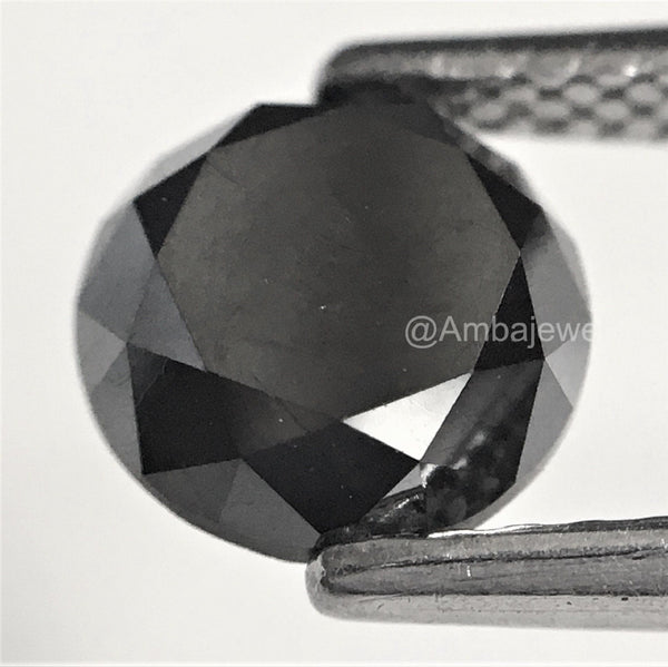 1.44 Ct Round Brilliant Cut Loose Natural Diamond 6.42 mm x 4.87 mm, Heated Black Round Cut Natural Loose Diamond best for ring SJ74/16