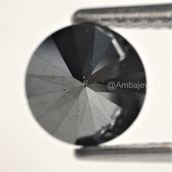 1.45 Ct Round Brilliant Cut Loose Natural Diamond 6.60 mm x 4.92 mm, Heated Black Round Cut Natural Loose Diamond best for ring SJ74/17