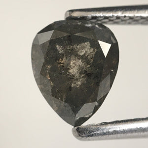 1.00 Ct Gray Black Color 6.67 mm X 5.44 mm X 3.33 mm Pear Cut Loose Natural Diamond, Grey Black Rose Cut Pear Natural Loose Diamond SJ10/01