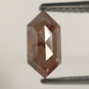 1.22 Ct Hexagon Shape Brown Grey Salt Pepper Natural Loose Diamond 8.46 mm X 4.34 mm X 3.54 mm Natural Geometric Diamond Rose Cut SJ10/13