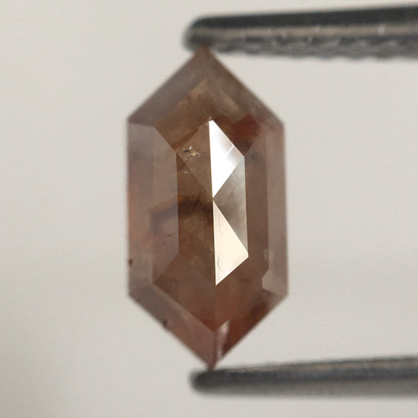 1.22 Ct Hexagon Shape Brown Grey Salt Pepper Natural Loose Diamond 8.46 mm X 4.34 mm X 3.54 mm Natural Geometric Diamond Rose Cut SJ10/13