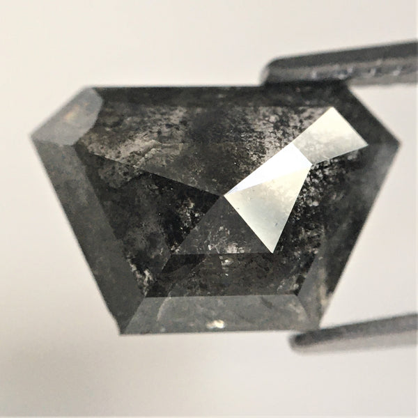 2.82 Ct 7.59 mm X 11.34 mm X 3.92 mm Trapezoid Shape Gray Black Salt Pepper Rose Cut Natural Loose Diamond Natural Geometric Diamond SJ10/27