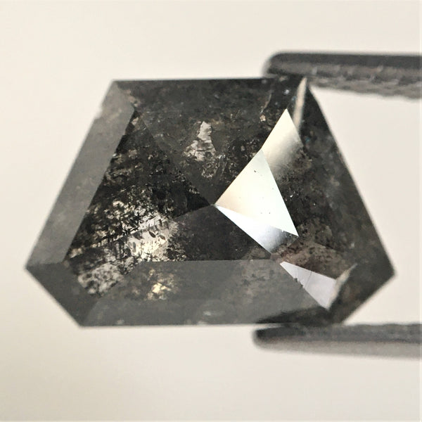 2.82 Ct 7.59 mm X 11.34 mm X 3.92 mm Trapezoid Shape Gray Black Salt Pepper Rose Cut Natural Loose Diamond Natural Geometric Diamond SJ10/27