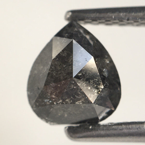 0.86 Ct Gray Black Color Pear Cut Loose Natural Diamond, 6.08 mm X 5.47 mm X 3.10 mm Grey Black Rose Cut Pear Natural Loose Diamond SJ10/38