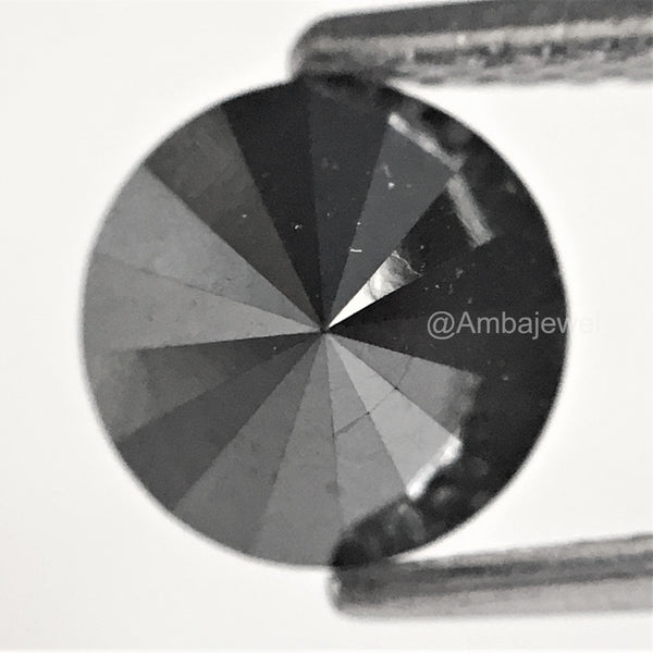 1.34 Ct Round Brilliant Cut Loose Natural Diamond 6.46 mm x 4.73 mm, Heated Black round Cut Natural Loose Diamond best for ring SJ74/15