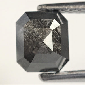 1.16 Ct Emerald Shape Salt and Pepper Natural Diamond, 5.91 mm x 5.12 mm x 3.46 mm Natural Emerald Shape loose Diamond, SJ73/30