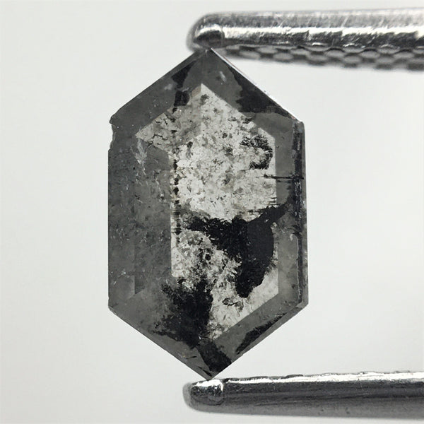 0.53 Ct Hexagon Shape Salt and Pepper Natural Loose Diamond, 7.65 mm x 4.54 mm x 1.55 mm Geometry Shape Natural Loose Diamond SJ73/32