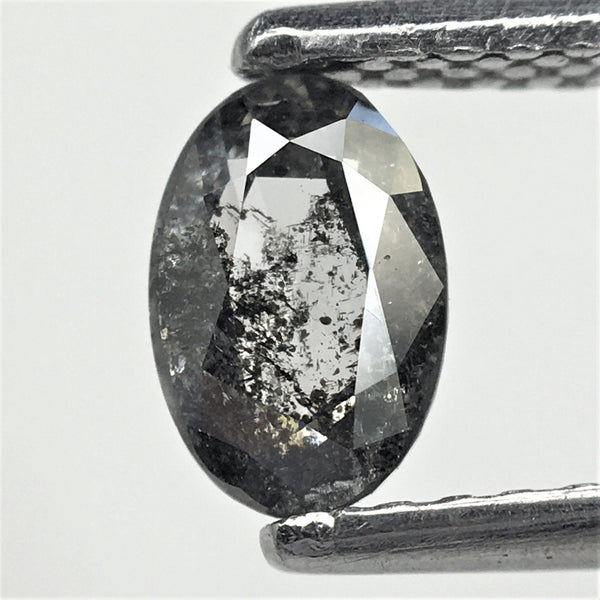 0.47 Ct Natural loose diamond salt and pepper Oval shape rose cut, 6.03 mm x 4.02 mm x 2.22 mm Brilliant Oval natural diamond SJ73/35