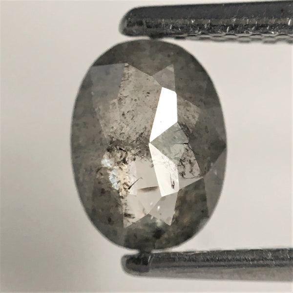 0.56 Ct Natural loose diamond salt and pepper Oval shape rose cut, 6.70 mm x 4.95 mm x 2.03 mm Brilliant Oval natural diamond SJ73/38