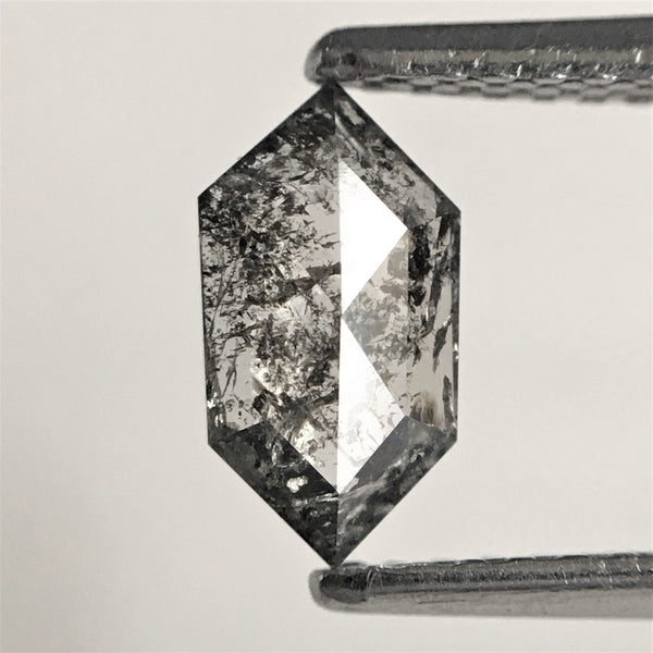 0.62 Ct Hexagon Shape Salt and Pepper Natural Loose Diamond, 7.85 mm x 4.22 mm x 1.97 mm Geometry Shape Natural Loose Diamond SJ73/47
