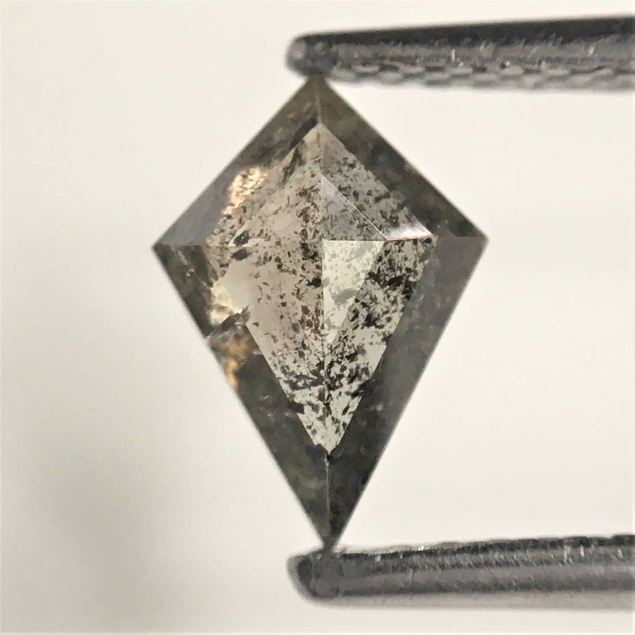 0.64 Ct Kite Shape Natural Loose Diamond Salt and Pepper, 8.03 mm x 5.64 mm x 2.41 mm Fancy Gray and Black Kite Shape Loose Diamond SJ73/57