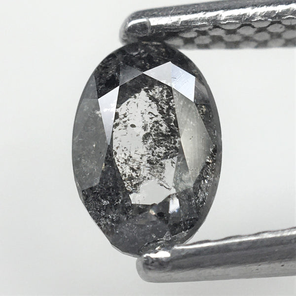 0.47 Ct Natural loose diamond salt and pepper Oval shape rose cut, 6.03 mm x 4.02 mm x 2.22 mm Brilliant Oval natural diamond SJ73/35