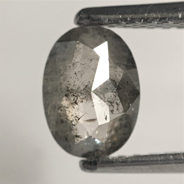 0.56 Ct Natural loose diamond salt and pepper Oval shape rose cut, 6.70 mm x 4.95 mm x 2.03 mm Brilliant Oval natural diamond SJ73/38