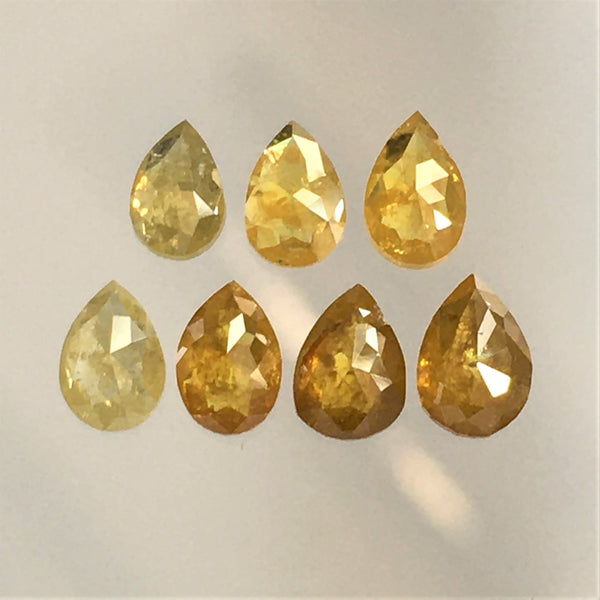 2.76 Ct Fancy color pear shape natural loose diamond 7 Pcs, 5.33 mm to 6.10 mm Rose cut natural rustic diamond, Polished diamond SJ67/23
