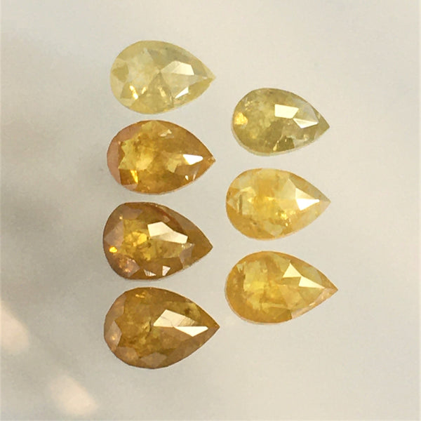 2.76 Ct Fancy color pear shape natural loose diamond 7 Pcs, 5.33 mm to 6.10 mm Rose cut natural rustic diamond, Polished diamond SJ67/23
