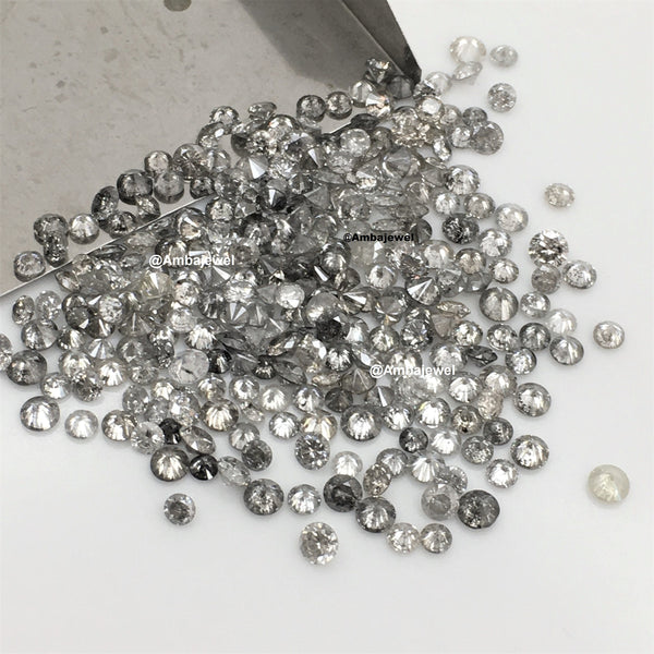 1.00 Ct lot, 1.25 mm to 1.30 mm Natural Salt and Pepper Round Brilliant Cut Diamond, 90 to 100 Pcs Diamond, Polished Round Cut Diamond lot