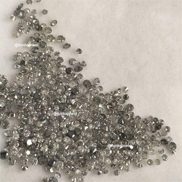 1.00 Ct lot, 2.30 mm to 2.40 mm Natural Salt and Pepper Round Brilliant Cut Diamond, 16 to 21 Pcs Diamond, Polished Round Cut Diamond