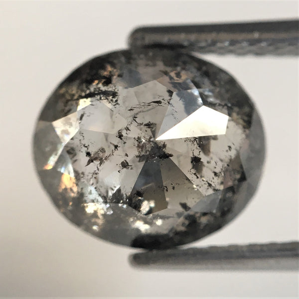 3.52 Ct Oval Shape natural loose diamond salt and pepper, 9.55 x 8.26 x 5.36 mm Full Cut Oval shape natural diamond SJ75/14