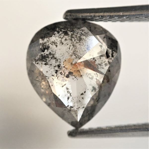 2.04 Ct Pear Shape natural loose diamond salt and pepper, 10.07 x 8.85 x 2.84 mm Flat Base pear shape natural diamond SJ75/15