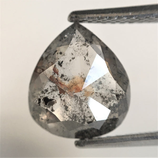 2.04 Ct Pear Shape natural loose diamond salt and pepper, 10.07 x 8.85 x 2.84 mm Flat Base pear shape natural diamond SJ75/15