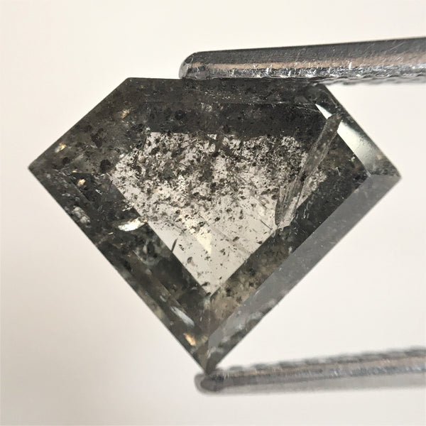 2.18 Ct Natural loose diamond Shield Shape salt and pepper, 9.39 x 11.88 x 2.88 mm Back Flat Shield shape natural diamond SJ75/25