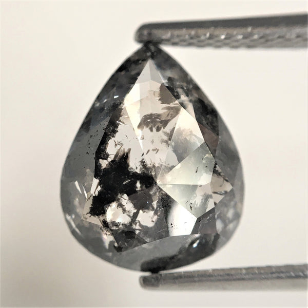 2.55 Ct Pear Shape natural loose diamond salt and pepper, 10.61 x 8.39 x 3.40 mm Flat-Base pear shape natural diamond SJ75/32