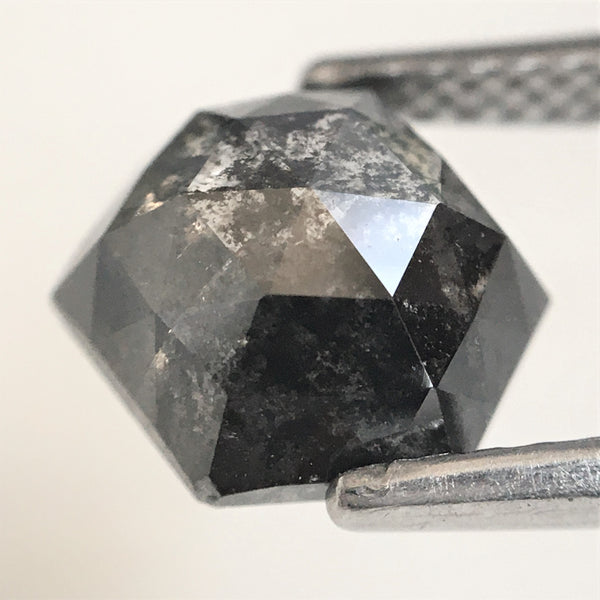 1.93 Ct Natural Loose Diamond Hexagonal Shape Salt and Pepper, 8.61 x 7.18 x 3.58 mm Back-Flat Geometry Shape Natural Loose Diamond SJ75/53