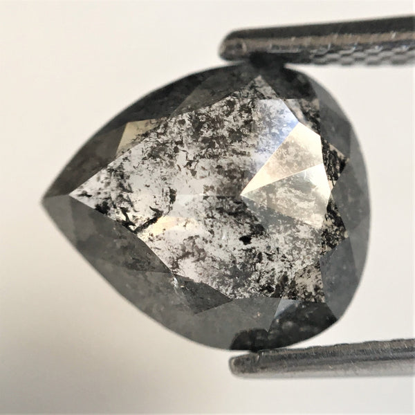 2.18 Ct Pear Shape natural loose diamond salt and pepper, 10.03 x 8.81 x 3.09 mm Flat Base pear shape natural diamond SJ75/16