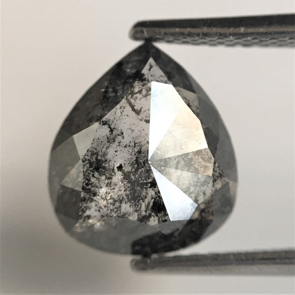 2.18 Ct Pear Shape natural loose diamond salt and pepper, 10.03 x 8.81 x 3.09 mm Flat Base pear shape natural diamond SJ75/16