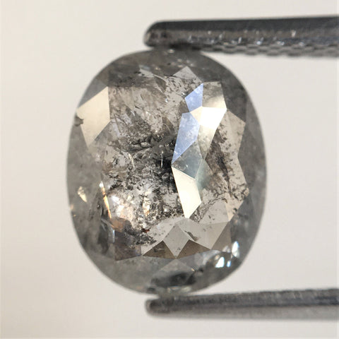 1.85 Ct Oval Shape natural loose diamond salt and pepper, 8.85 x 7.20 x 3.03 mm Flat Base Oval shape natural diamond SJ75/17