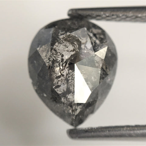 1.51 Ct Pear Shape natural loose diamond salt and pepper, 8.97 x 7.33 x 2.94 mm Flat-Base pear shape natural diamond SJ75/69