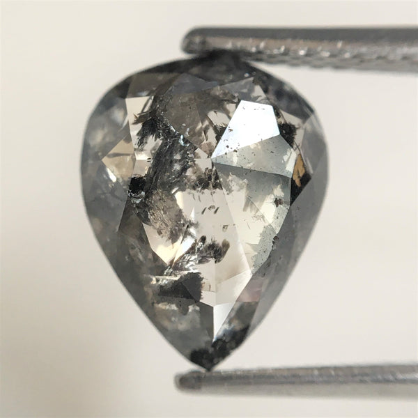 2.55 Ct Pear Shape natural loose diamond salt and pepper, 10.61 x 8.39 x 3.40 mm Flat-Base pear shape natural diamond SJ75/32