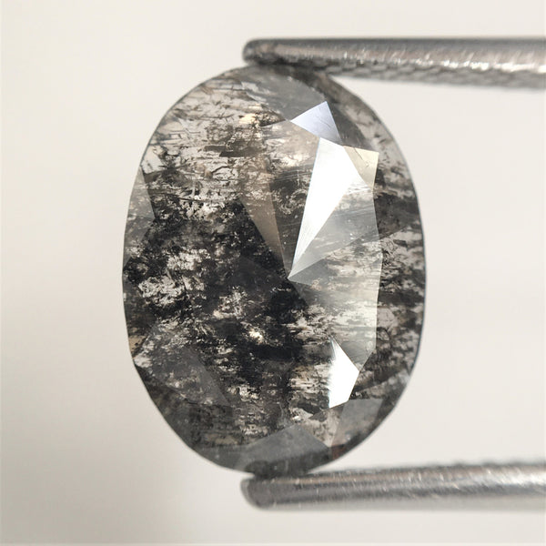 2.59 Ct Oval Shape natural loose diamond salt and pepper, 11.36 x 8.48 x 2.40 mm Flat-Base Oval shape natural diamond SJ75/73