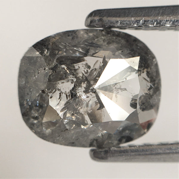 0.99 Ct Natural loose diamond salt and pepper Oval shape rose cut, 7.26 x 5.98 x 2.26 mm Base Flat Oval natural diamond SJ75/42