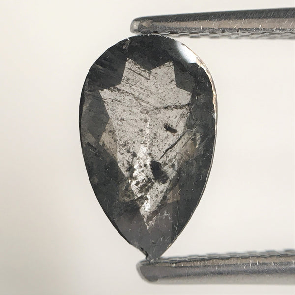 0.81 Ct Pear Shape natural loose diamond salt and pepper, 9.06 x 5.45 x 1.79 mm Flat-Base pear shape natural diamond SJ75/43