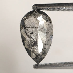 0.81 Ct Pear Shape natural loose diamond salt and pepper, 9.06 x 5.45 x 1.79 mm Flat-Base pear shape natural diamond SJ75/43