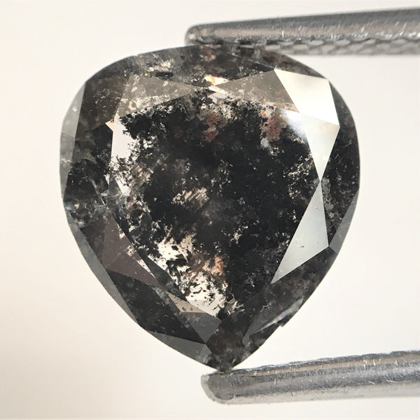 1.85 Ct Pear Shape natural loose diamond salt and pepper, 9.38 x 8.65 x 2.61 mm Full-Cut pear shape natural diamond SJ75/77