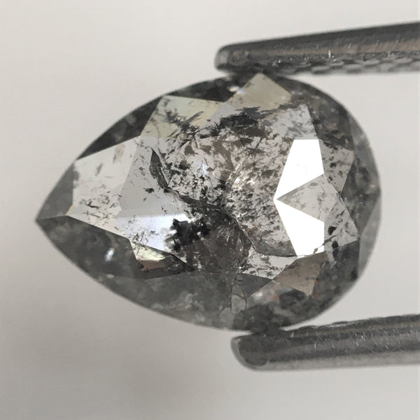 1.11 Ct Pear Shape natural loose diamond salt and pepper, 8.46 x 6.30 x 2.34 mm Flat-Base pear shape natural diamond SJ75/81